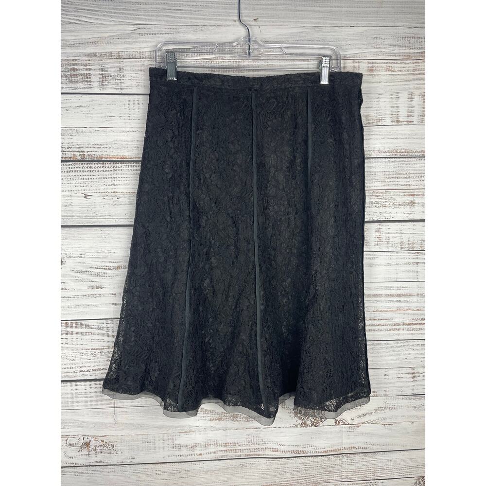 Zoey Black Lace Midi Skirt size 10 Witchy Boho Whimsigoth Dark Fairy Career Y2K